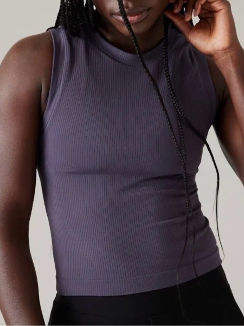 Athleta Renew Seamless Muscle Tank, Ribbed Dark Purple / Gray Medium